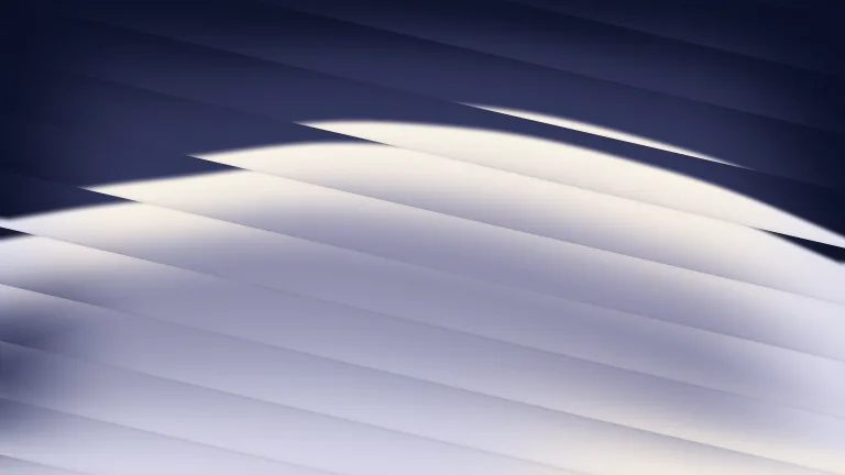 Pearlescent Cut: Pearl and silver light are displaced through angled glass strips.